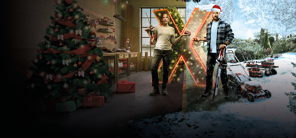 Einhell christmas image of Power-X-Change promotion. 