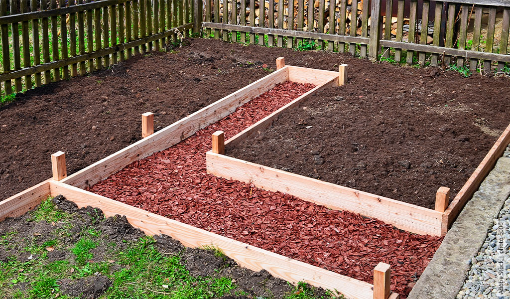 bed with walkways for watering, fertilising and harvesting