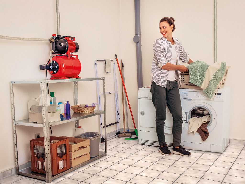 woman washes laundry