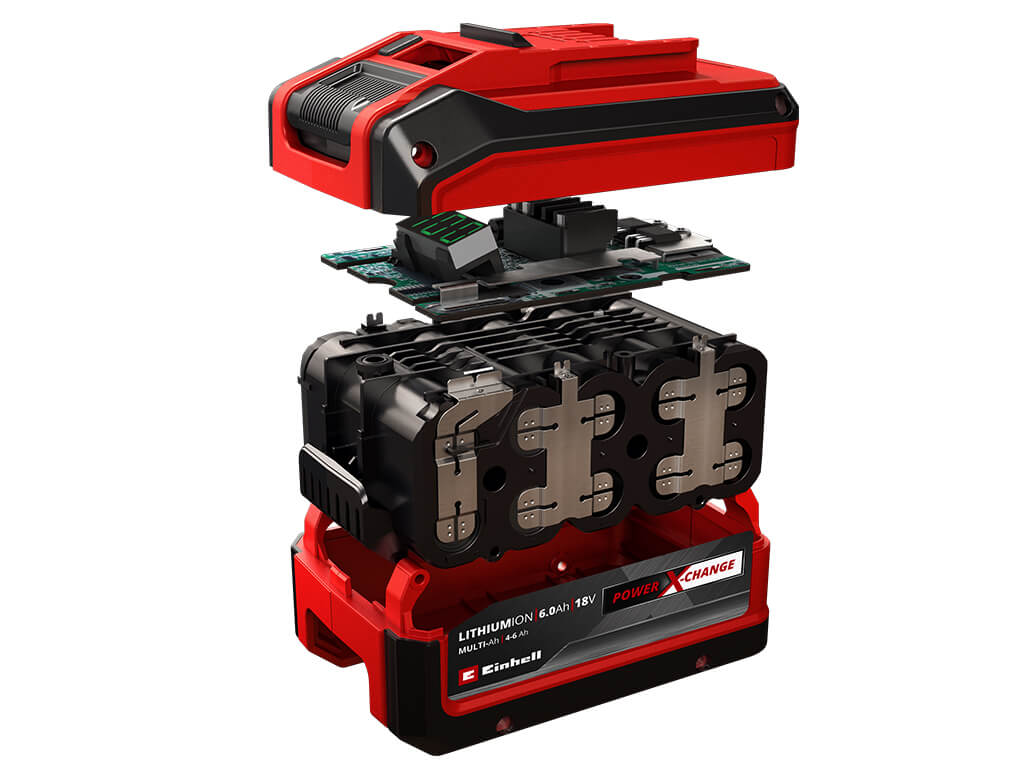 The technology inside an Einhell Power X-Change battery.