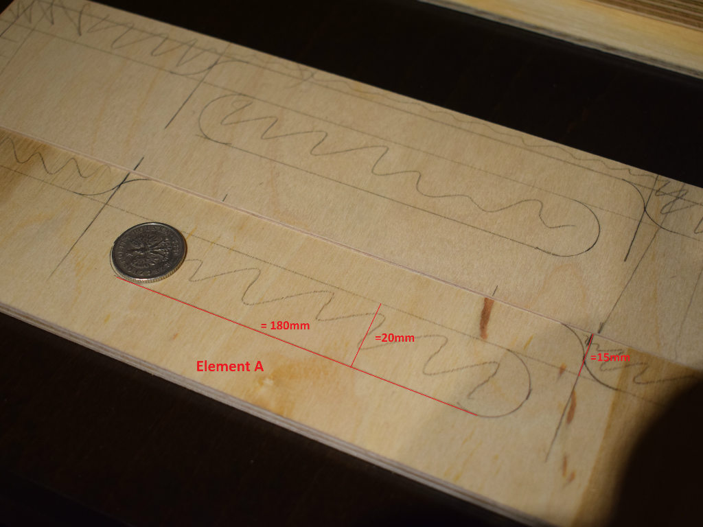 Measured wood part in millimeters