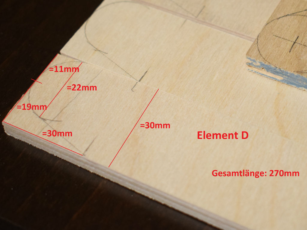 Measured wood part in millimeters