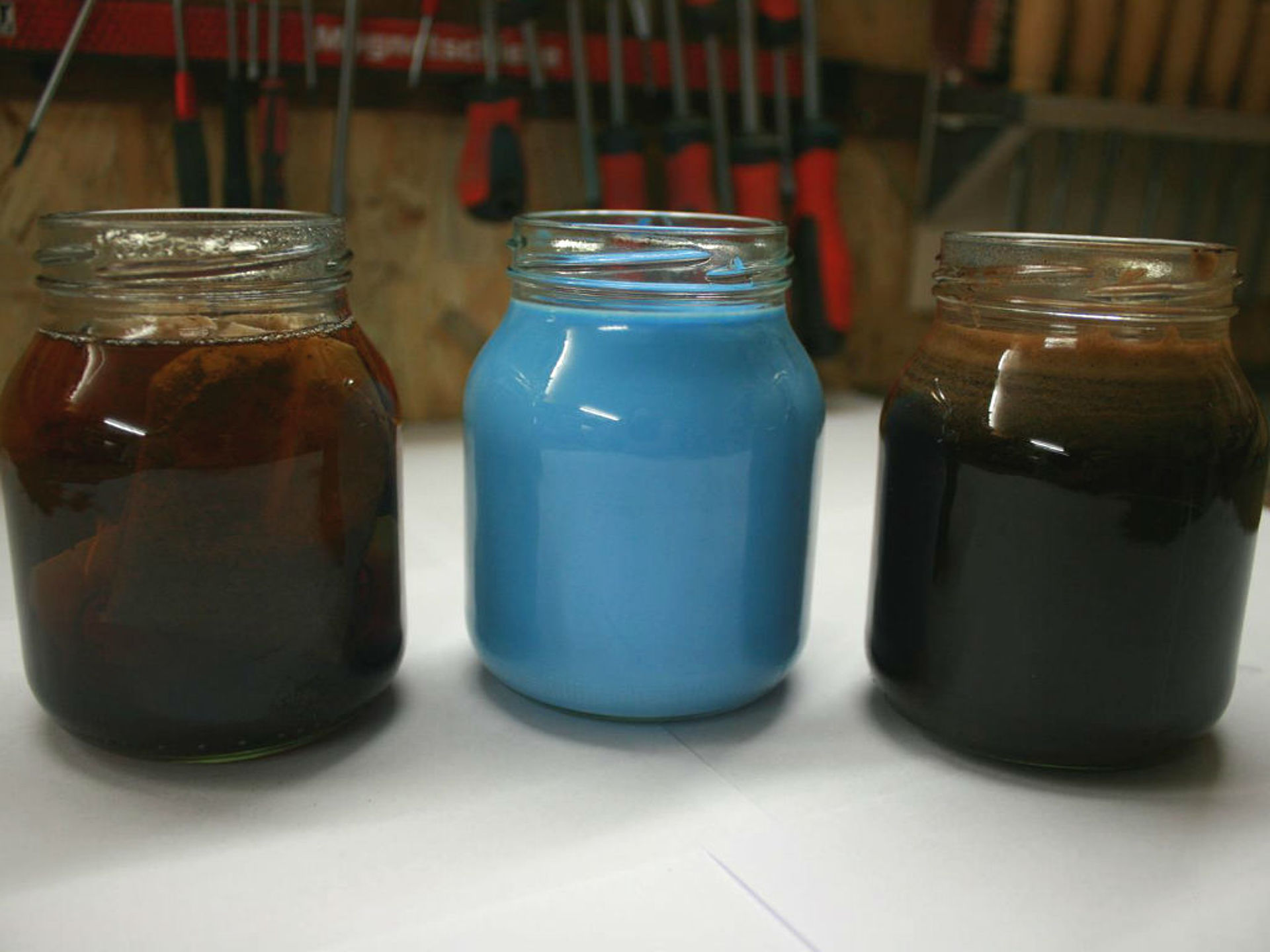 three different glasses with different means