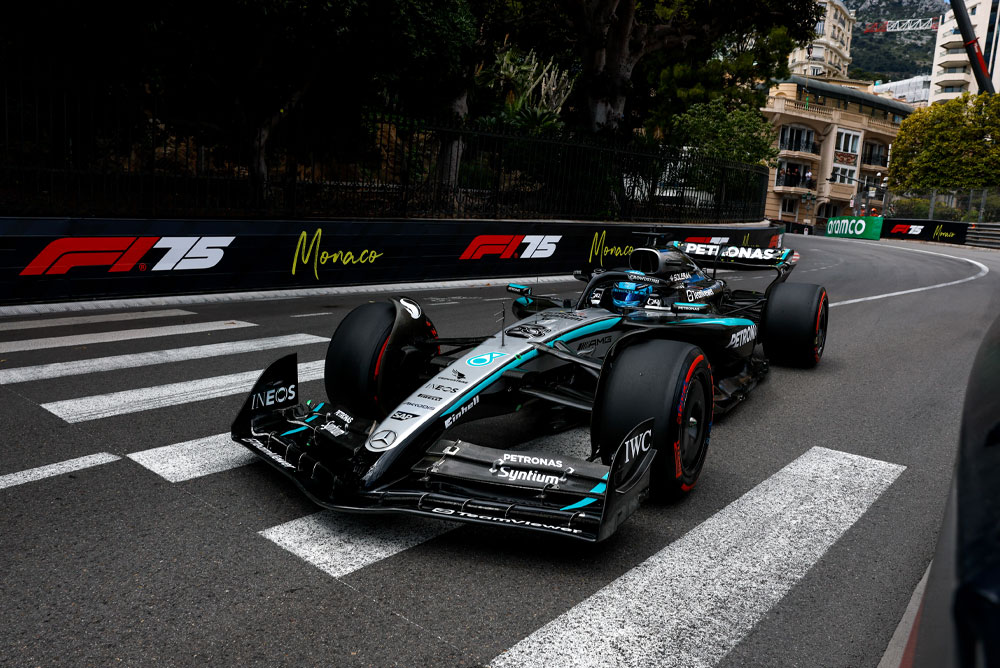 Formula 1 car on the race track. 