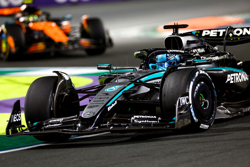 Formula 1 car on the race track. 