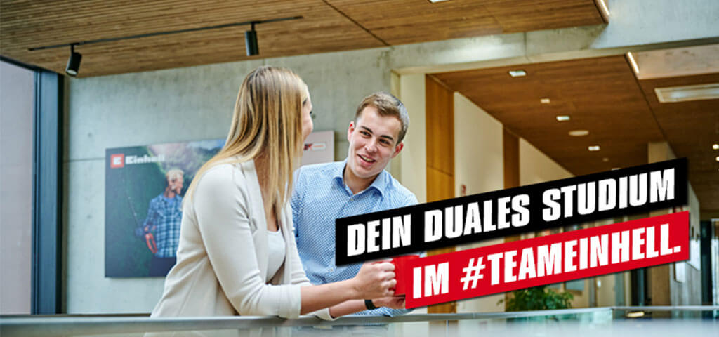 Advertising image of a man and a woman talking to each other while leaning onto the railing. 