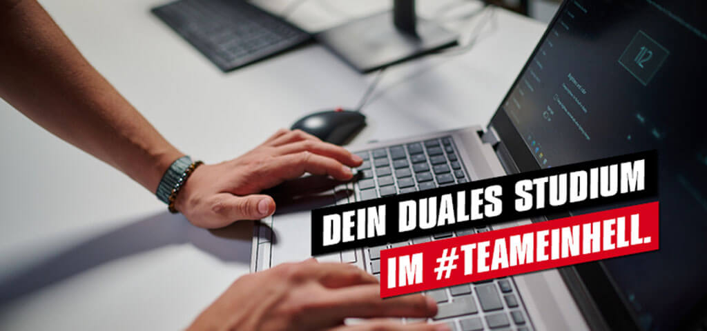 Advertising image of someone using the laptop. 