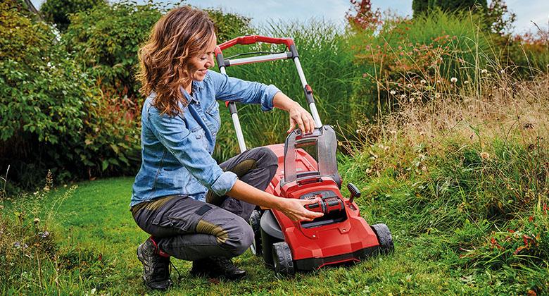 Einhell battery lawn mower outlet