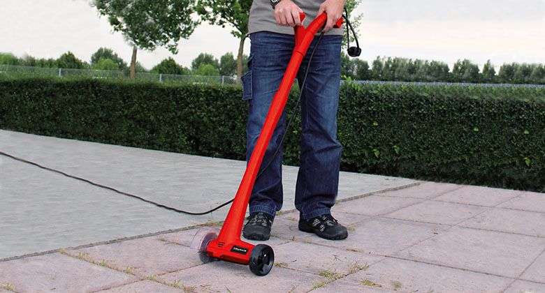 Costway Electric Weed Sweeper Cordless Paving Grout Cleaner Patio w/ Nylon&  Steel Brush 