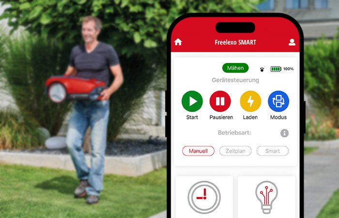 Screenshot der Einhell Connect App mit dem Einhell FREELEXO SMART