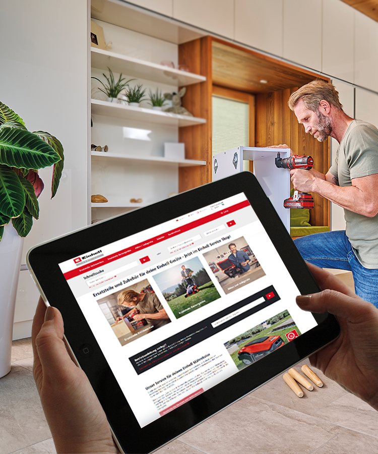 tablet with the einhell service shop