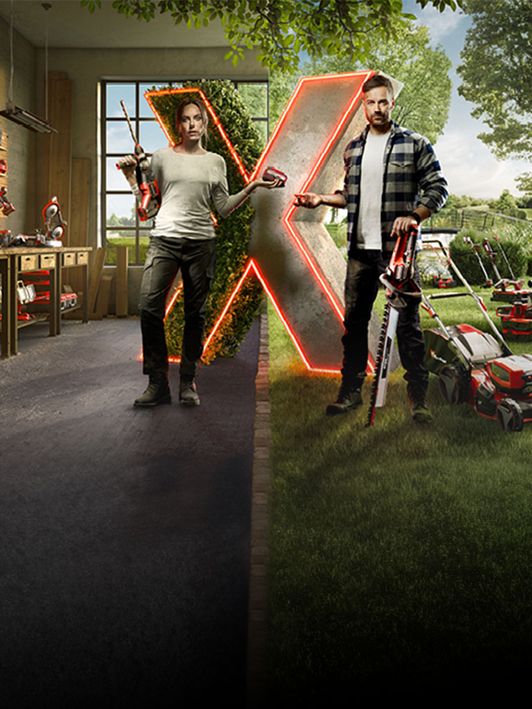 Startpage image of two people surrounded with tools and garden devices.