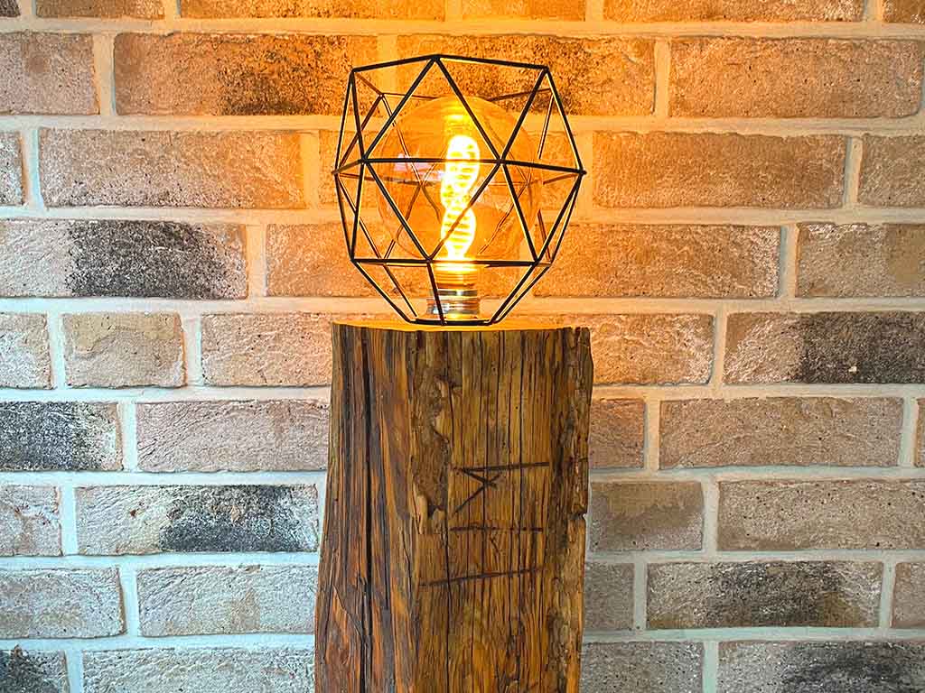selfmade lamp out of old wood